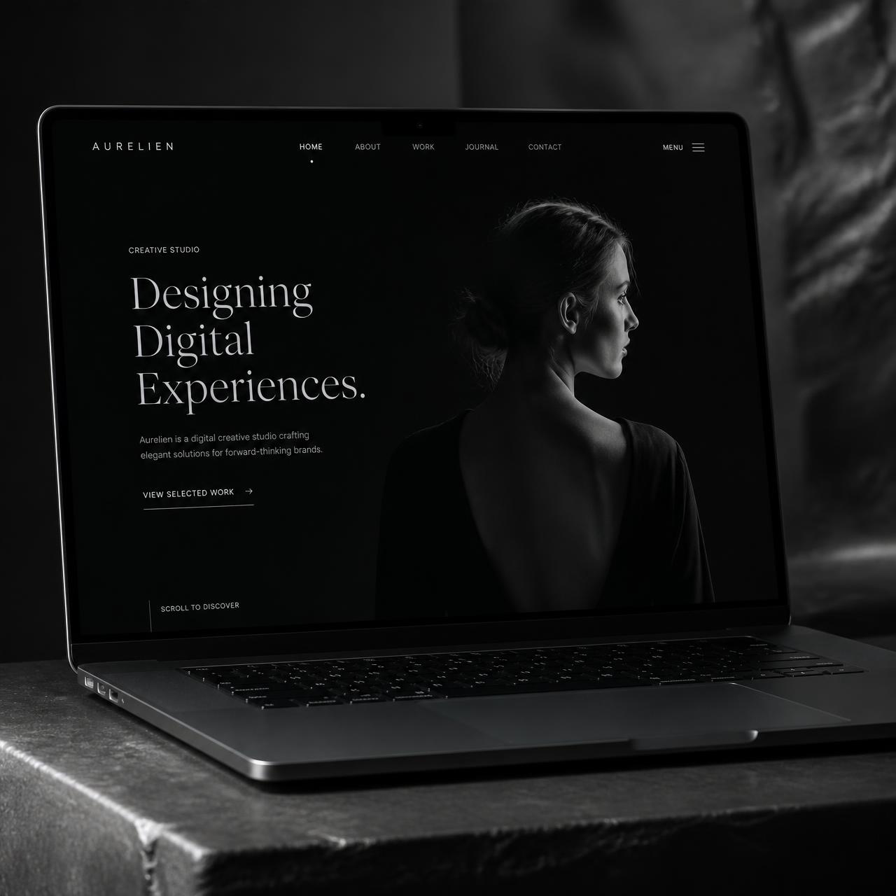 Aesthetic website composition used as a premium portfolio visual
